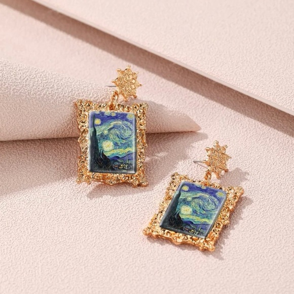 Fun Painting Print Drop Earrings - Picture 3 of 6